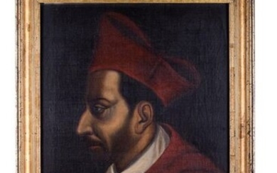 Portrait of a cardinal 1869oil painting on canvassigned on the back Vincenzo Rossi of Cagliari, dated, framed54 x 42 cm
