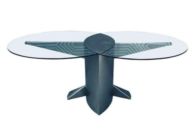 Post Modern 80s Glass & Chrome Dinning/Conference Table