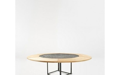 Poul Kjaerholm (1929-1980) Model PK 54 Dining table avec extensions Porsgruun marble, metal and wood
