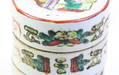 Qing Famille Rose Four-Tiered Lidded Container (H:12cm)