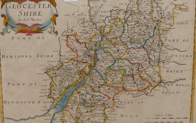 ROBERT MORDEN: TWO HAND COLOURED ENGRAVED MAPS COMPRISING SOMERSETSHIRE AND GLOUCESTERSHIRE, 42 x