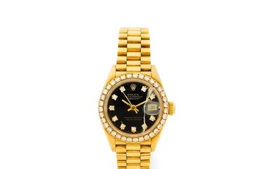 ROLEX Datejust Ref. 69178 No. L271031 Ladies' wristwatch in 18k yellow gold (750) and diamonds