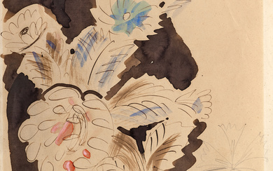 Raoul DUFY 1877-1953 Etude de fleurs bleues et rouges Gouache sur papier