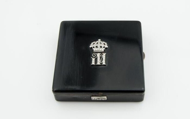 Rare Art Deco Gild Silver Black Enamel Diamond Compact