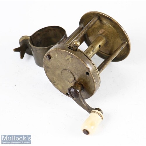 Rare and early 1 ¾" all brass pin stop multiplier winch reel...