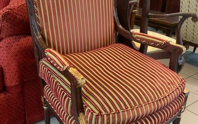 Regency Style Carved Upholstered Armchair