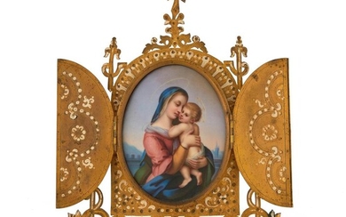 Renaissance Revival enameled-metal and porcelain devotional