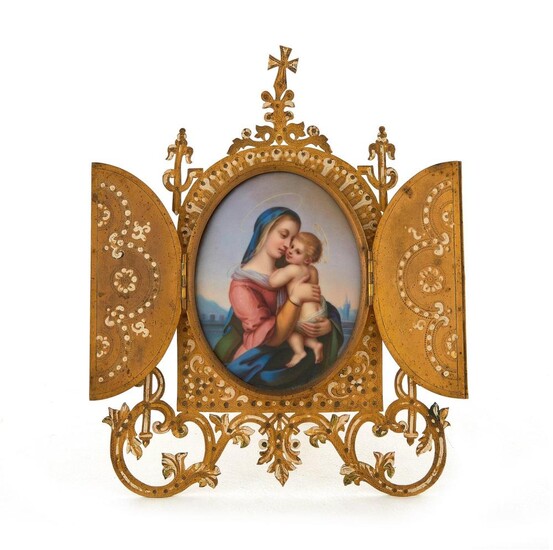 Renaissance Revival enameled-metal and porcelain devotional