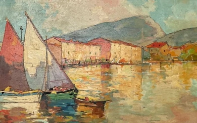 Robert Kervalo (1902-1974) - Bateaux de pêche dans le port de Cassis