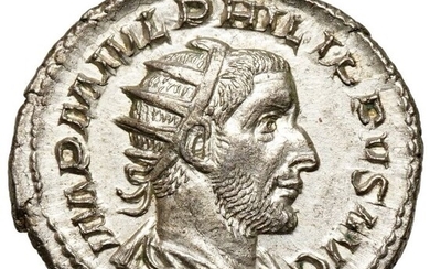 Roman Empire. Philip I (AD 244-249). AR Antoninianus,Rom, VIRTUS hält Zweig, Top-Stück!