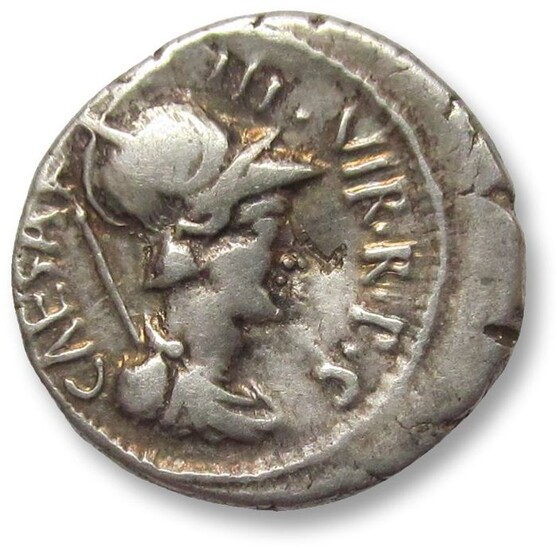 Roman Republic (Imperatorial). Octavianus. AR Denarius,Military mint moving with Octavian in Greece 42 BC