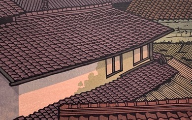 'Roofs in Fukiya' 吹屋の屋根 - Signed and numbered by the artist 115/500 - Nishijima Katsuyuki (b. 1945) - Japan