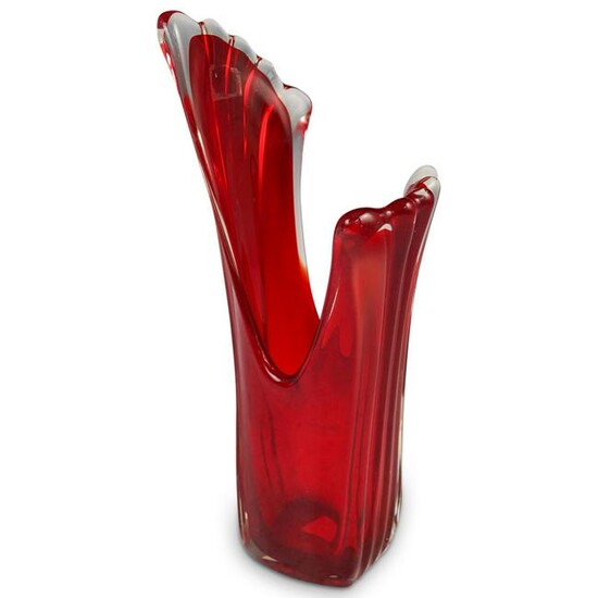 Ruby Red Art Glass Vase