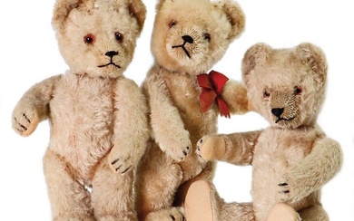 SCHUCO 3 pieces, Yes/No bears, 21 cm, worn/good, paws are except of small places in good condition