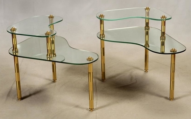 SEMON BACHE & CO. NEW YORK GLASS AND BRASS TABLES