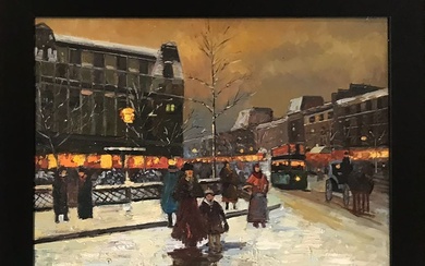 SITA Walter (1975-). «Paris sous la neige ». Huile sur toile signée en bas à...