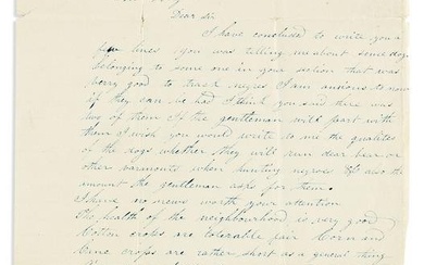 (SLAVERY & ABOLITION.) A Texas planter's letter seeking to purchase "dogs . . . to hunt negres."