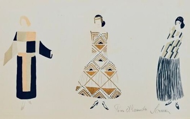 SONIA DELAUNAY (1885 - 1979) Trois projets de vêtements de femme.