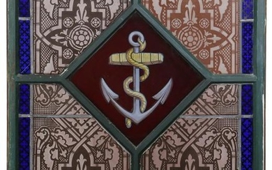 STAINED GLASS WINDOW WITH MARITIME THEME
