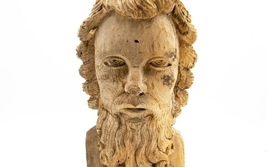 Saint, carved wood mannequin bust - Wood - 19th century