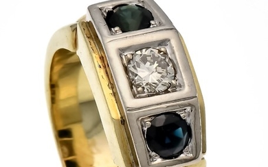 Sapphire-brilliant ring GG 585/000 with a brilliant-cut diamond...
