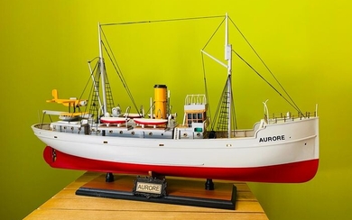 Scale ship model, Aurora polar ship and seaplane Boat 68cm - Mahogany, Wood - Current