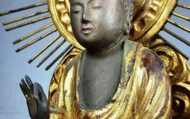 Sculpture - Lacquer, Wood - Antique Lacquered Buddha - Japan - 17th - 18th century