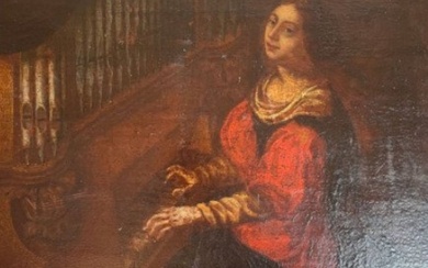 Scuola italiana (XVII-XVIII) - Sainte Cécile jouant de l'orgue