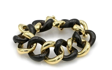 Seaman Schepps 18K Yellow Gold Ebony Link Bracelet