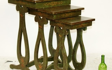 Set of 3 English painted nesting tables
