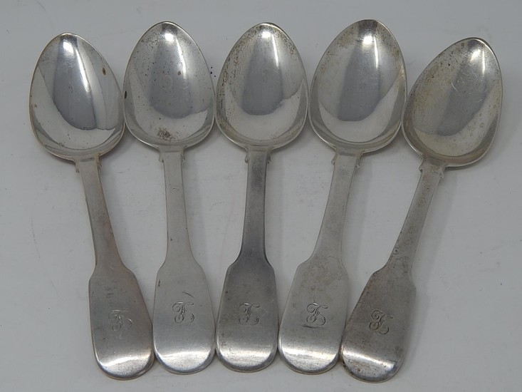 Set of Five George IV Silver Dessert Spoons Hallmarked Londo...