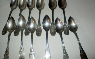 Set of Twelve Coin Silver Tea Spoons