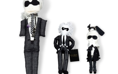 Set of three Karl Lagerfeld figurines | Ensemble de trois figurines à l'effigie de Karl Lagerfeld