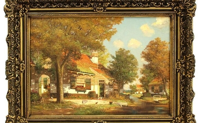Signed H Veenendaal, Summer sun in the yard