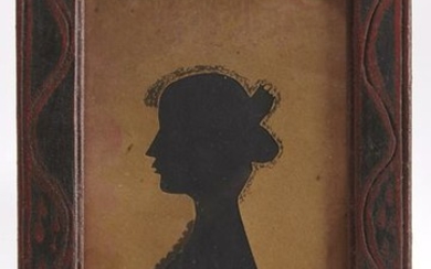 Silhouette in Painted-Decorated Frame