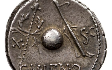 Silver AR Denarius,,Cn Lentulus paymaster to Pompey's troops in Spain. 76-75 BC.