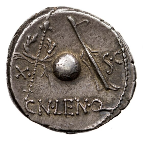 Silver AR Denarius,,Cn Lentulus paymaster to Pompey's troops in Spain. 76-75 BC.