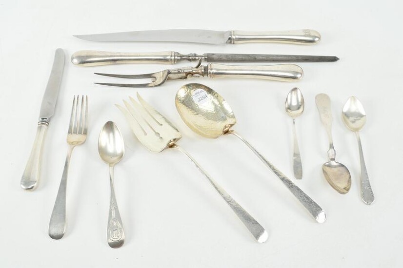 Silver flatware including pair of sterling arts and