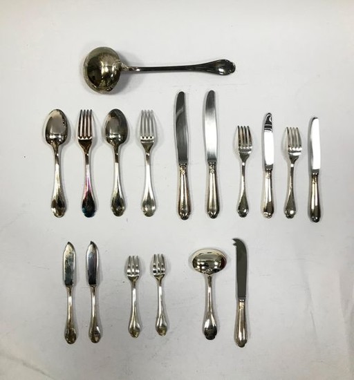 Silver-plated metal set of 73 pieces including: 1...
