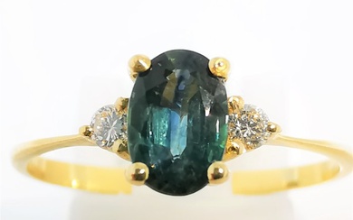 Sin Precio de Reserva - 14 kt. Yellow gold - Ring - 0.41 ct Sapphire - Diamonds