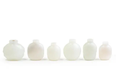 Six Chinese glass bottles imitating white jade Republic period/20th century Each of...