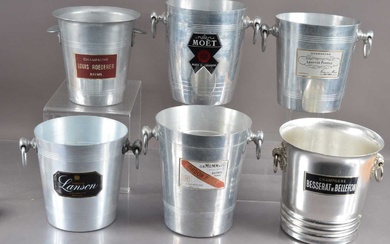 Six various vintage French grandes marques Champagne ice buckets