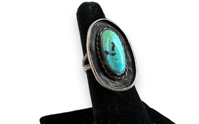 Southwestern Sterling Silver and Turquoise Stone Ring