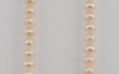 14KT GOLD, RUBY AND CULTURED PEARL NECKLACE Mid-20th...