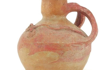 Studio pottery terracotta vase with twin handles