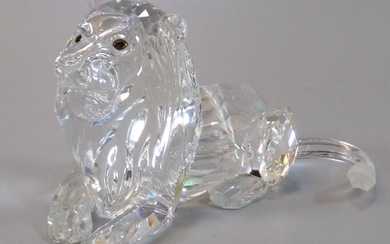 Swarovski crystal glass animal sculpture, 'The Lion', in original...