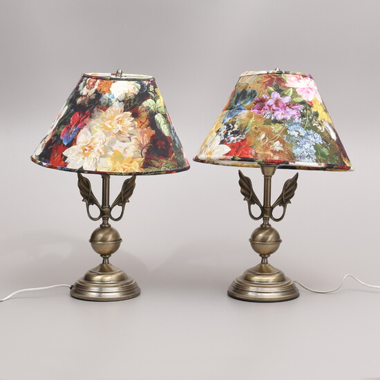 TABLE LAMPS, a pair, metal, late 20th century.