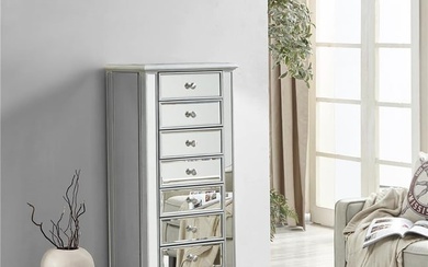 TALL MIRRORED LIVING DINING ROOM BEDROOM BATHROOM CABINET CHEST DRESSER 7 DRAWER