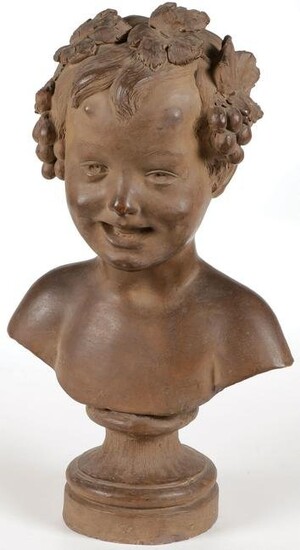 TERRA COTTA BUST OF LAUGHING BOY, 19TH C