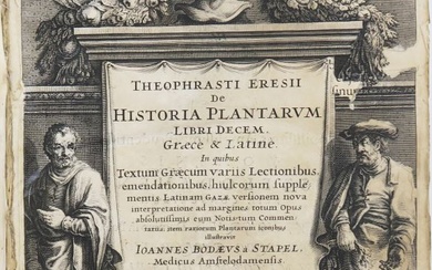 THEOPHRASTE. De historia plantarum libri decem. Amsterdam, J. Broersz für H. Laurensz, 1644. In-folio, broché....